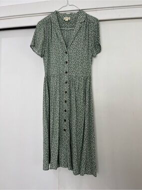 Indigo Rose Green Floral Button-Front Women's Dress